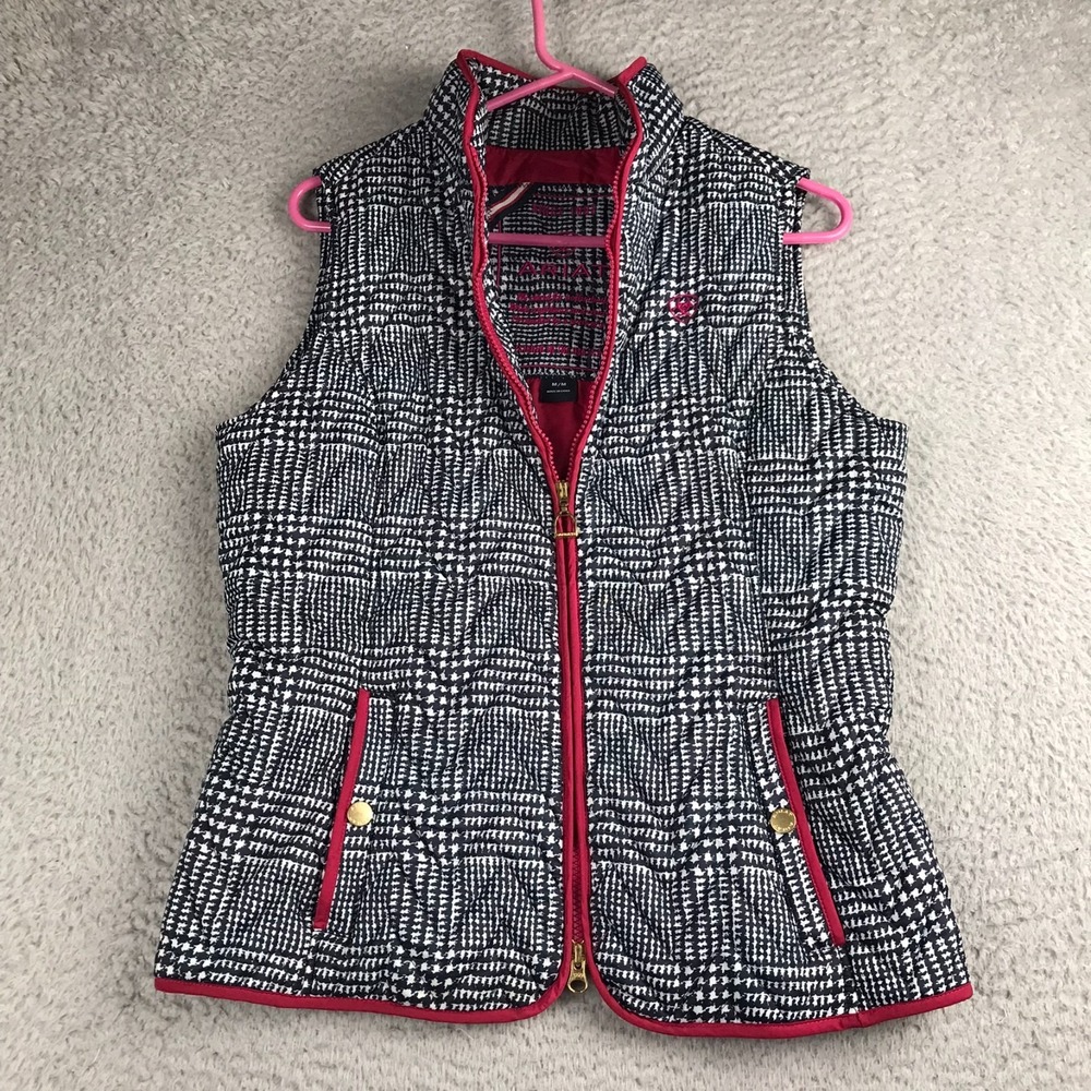 Ariat Ashley Insulated Vest Womens M Houndstooth Riding Puffer Cowgirl Rodeo
